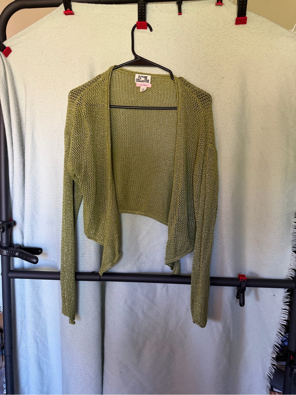 Textured Olive Knit Open-Front Cardigan by Future Collective